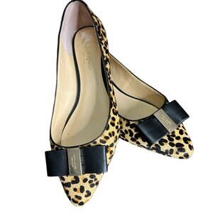 Kate Spade Norah Leopard Print Calf Hair Leather Flats with Bow Size 8